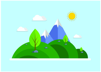 mountains and fresh nature vector illustration