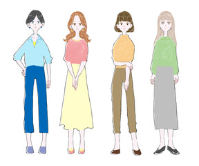 女性の全身イラストセット