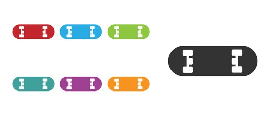 Black Skateboard trick icon isolated on white background. Extreme sport. Sport equipment. Set icons colorful. Vector Illustration.