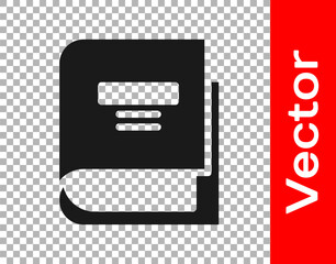 Black Book icon isolated on transparent background. Vector Illustration.