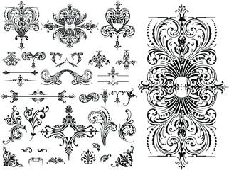 vector vintage floral design elements on gradient background