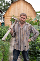 Russian man with an ax