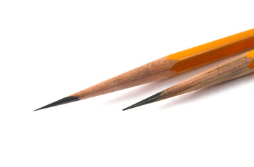 Two pencils on a white background.