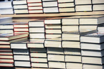 Library. Books placed in a library waiting to be read.