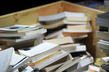 Library. Books placed in a library waiting to be read.