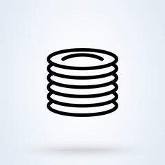 Plates line sign icon or logo. Plate of food concept. Restaurant plates linear app illustration.