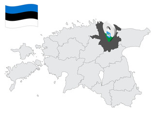 Location Laane-Viru County on map Estonia. 3d location sign similar to the flag of Laane-Viru County. Quality map  with  counties of Estonia for your design. EPS10.