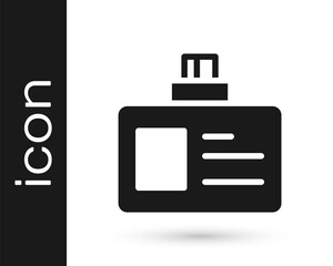 Black Identification badge icon isolated on white background. It can be used for presentation, identity of the company, advertising. Vector.