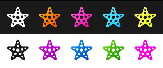 Set Starfish icon isolated on black and white background. Vector.