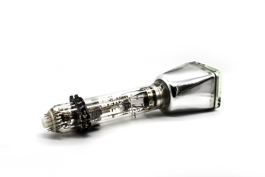 Oscilloscope tube is intended for registration of electrical processes of visual observations in various radio electronic devices for special purposes. A cathode ray tube on the white background
