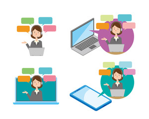 カスタマーサポートのイメージイラストセット