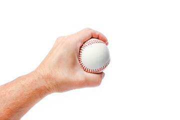 beautiful in the hands of a baseball on a white background myach