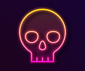 Glowing neon line Human skull icon isolated on black background. Vector.