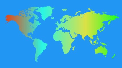 Fototapeta na wymiar world map colourful blue red green yellow