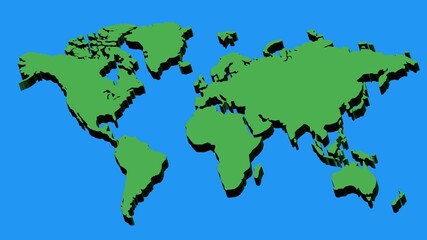 world map color green black blue