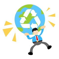 businessman worker and healthy world recycle cartoon doodle flat design style vector illustration