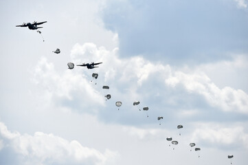 Paratroopers caught as soon as they jumped off the plane.