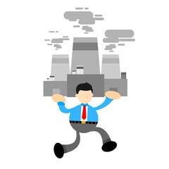 businessman and factory industry cartoon doodle flat design style vector illustration