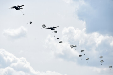 Paratroopers caught as soon as they jumped off the plane.
