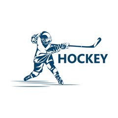 Hockey player logo template design