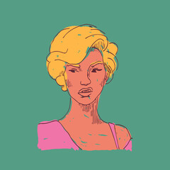 Portrait of a young woman. Vector flat illustration.