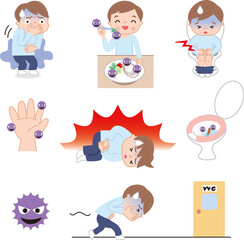 ウィルス感染した子供色々ポーズセット