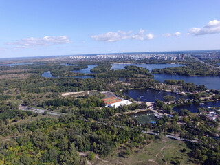 Panoramic view of Kiev (drone image). 