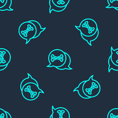Green line Location pirate icon isolated seamless pattern on blue background. Vector.