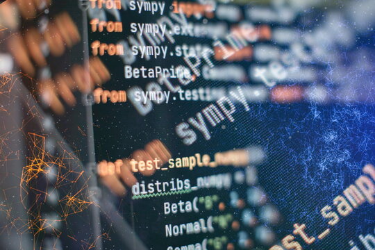 Server logs analysis. Closeup developing programming and coding technologies. Developer working on web sites codes in office.