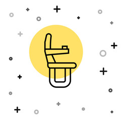 Black line Airplane seat icon isolated on white background. Random dynamic shapes. Vector.