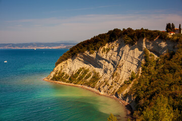 Strunjan cliff on the Coast linę of Slovenia.