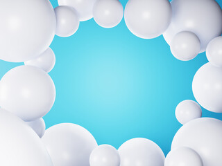 White ball. Blue background. 3d abstract background. 3d rendering.