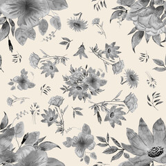 seamless pattern abstracts floral composition