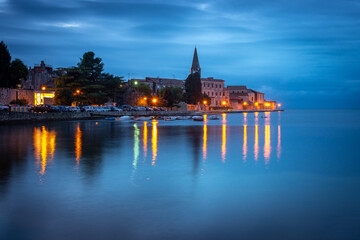 Fototapeta na wymiar Evening view of the of Porec, Croatia
