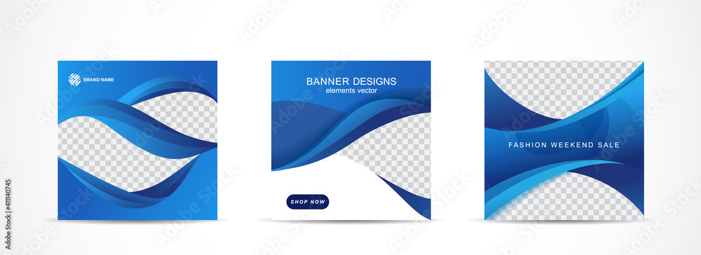 Wall mural set square banner template for social media post and web internet ads.vector illustrations.