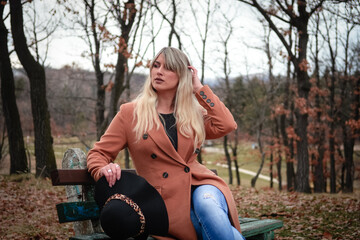 Girl near lake in eastern Serbia. Autumn photoshoot.