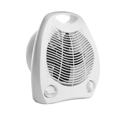 Modern electric fan heater isolated on white
