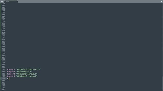 Objective-C Programming Language Source Code Typing Effect. Objective-C Programmer Ticker Colored Commands Editor Screen. Network Development Technology Education. Dark Blue Background. 