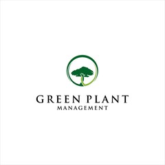 Green Tree Logo Design for Plant and Garden Management, Emphasizing Ecology, Growth, and Environmental Sustainability