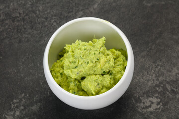 Avocado guacamole sauce with chili pepper