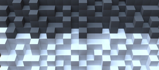 Texture and background from volumetric cubes of white and black colors.