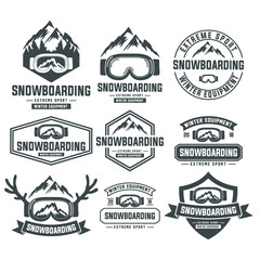 Snowboarding winter extreme sport vector emblems 