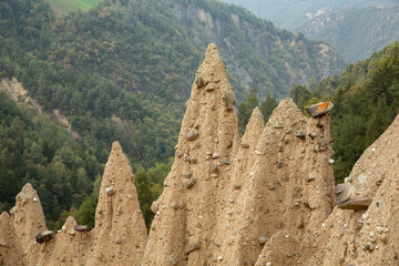 Natural earth pyramids near Ritten-Lengmoos, South Tyrol, Italy