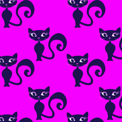 Cute baby Cat pattern vector illustration.