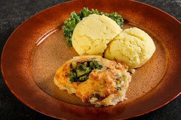 Roasted pangasius fillet with mashed potato