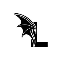 Initial letter L logo and Dragon wings symbol. Wings design element,  initial Letter L logo Icon, Initial Logo Template