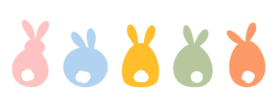Easter bunny rabbit cartoon on white background vector illustration.