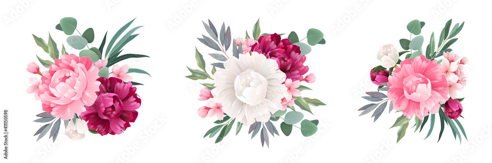 Wall mural Eucalyptus Bouquet Set