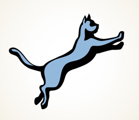Jumping cat. Vector drawing icon