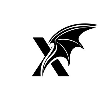 Initial letter X logo and Dragon wings symbol. Wings design element,  initial Letter X logo Icon, Initial Logo Template